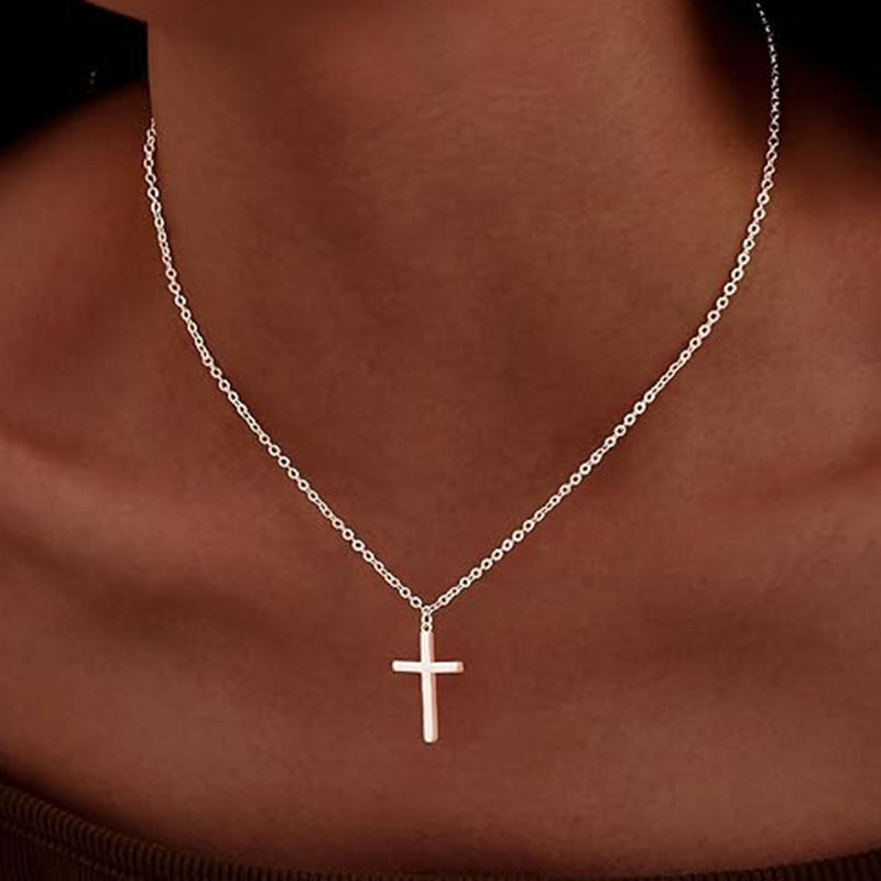 Thumbnail: Minimalist Cross Necklace Clavicle Chain for Women