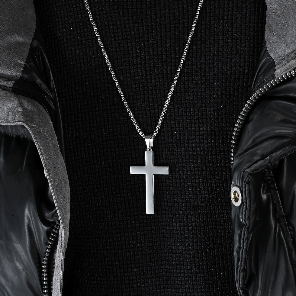 Thumbnail: Minimalist Titanium Steel Glossy Cross Pendant Necklace