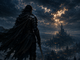 Lone warrior standing in the darkness looking toward the horizon — how to rebuild your life from rock bottom when you've lost everything