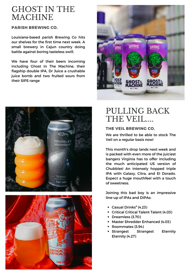 New Beer Finback The Veil Parish Brewing Co Neon Raptor Vault