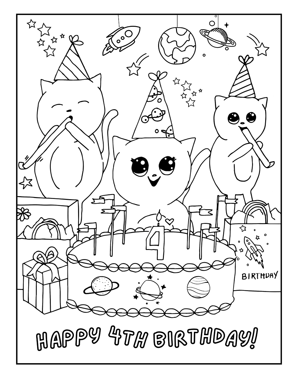 Miniatura: happy birthday to kitty cat coloring book for girls