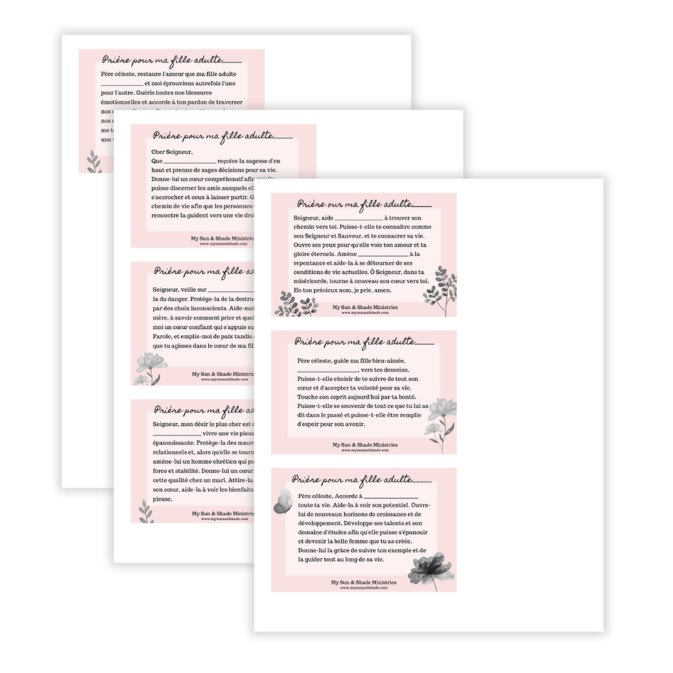 Thumbnail: 7 CARTES DE PRIÈRE POUR FILLES ADULTES : IMPRIMEZ, PERSONNALISEZ ET EXERCICE DE