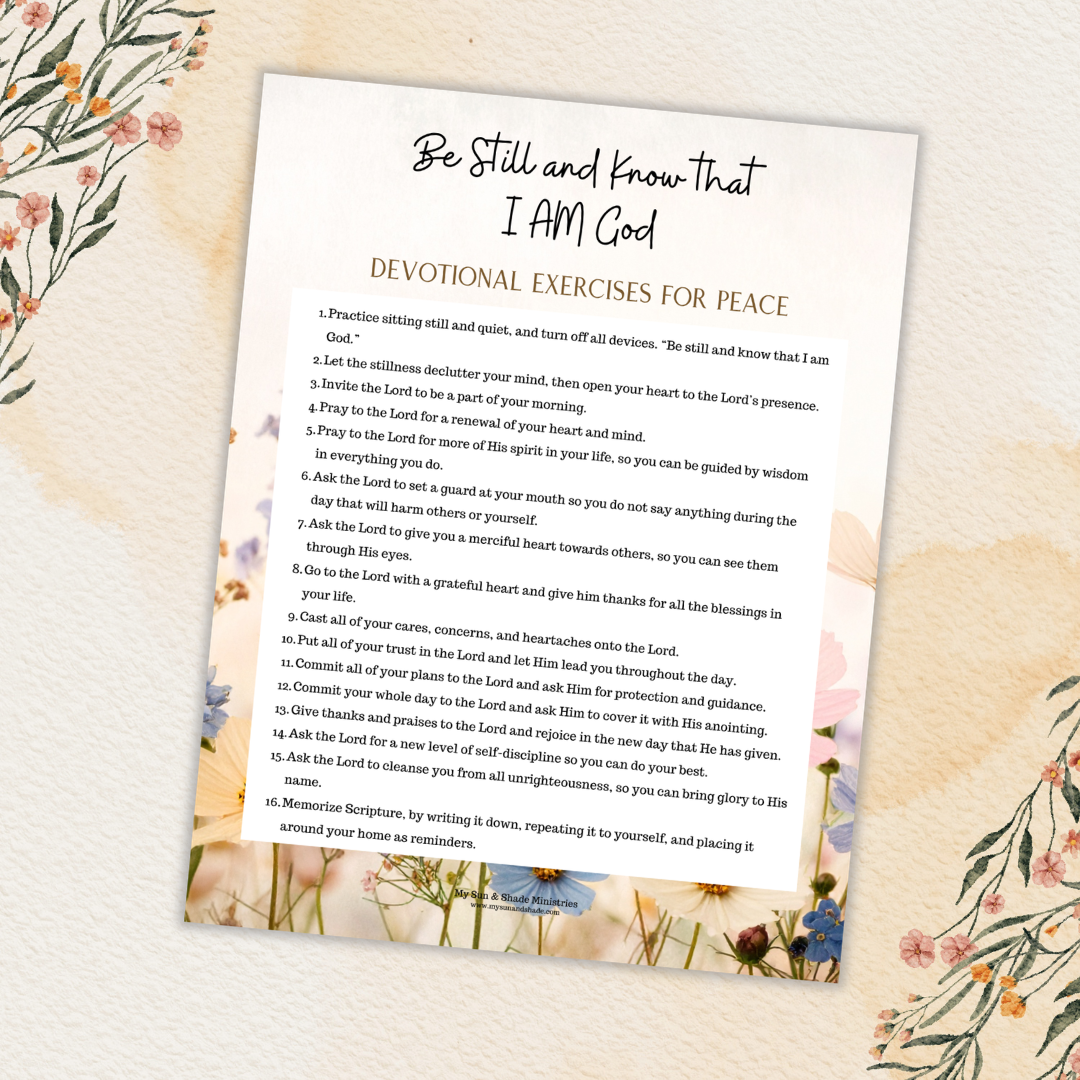 "Be Still and Know That I Am God" Spiritual Growth Daily Exercise Printable