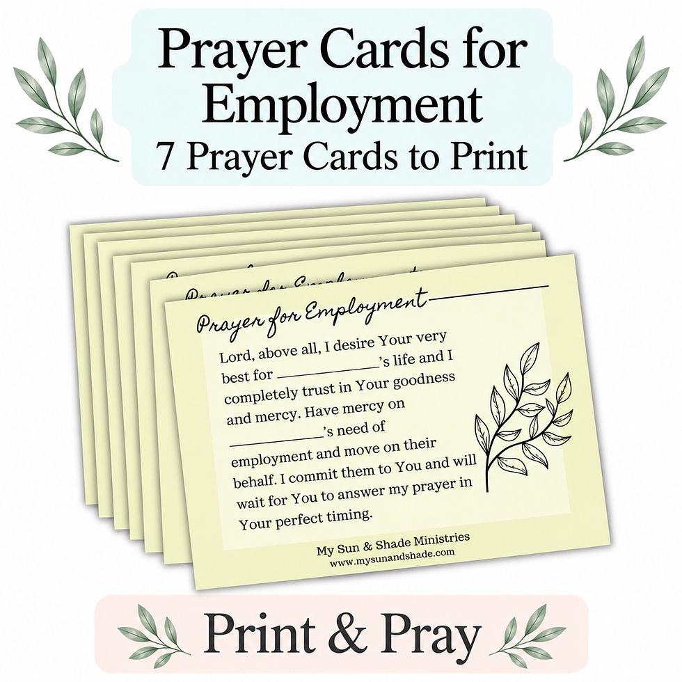 prayer card set for adult children's work, job, employment, and future