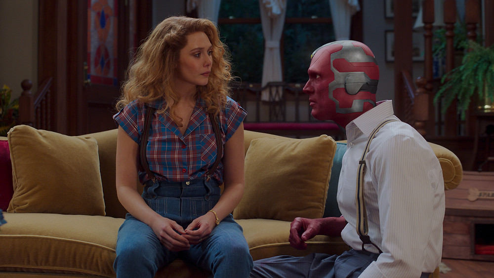Elizabeth Olsen is Wanda Maximoff and Paul Bettany is Vision in Marvel Studios' WANDAVISION, exclusively on Disney+.