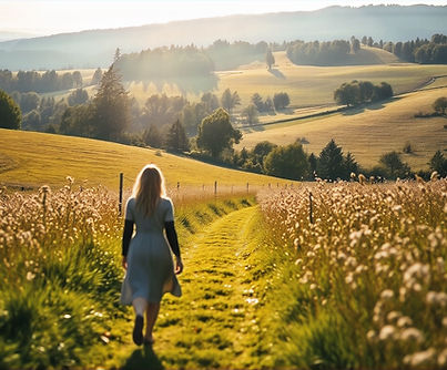one person walking in the countryside aw