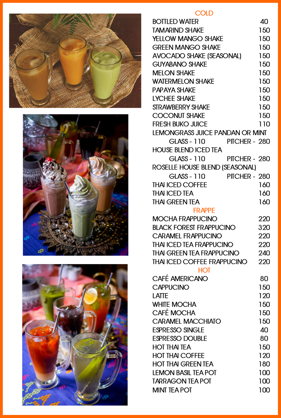 A LA CARTE MENU Lime and Basil