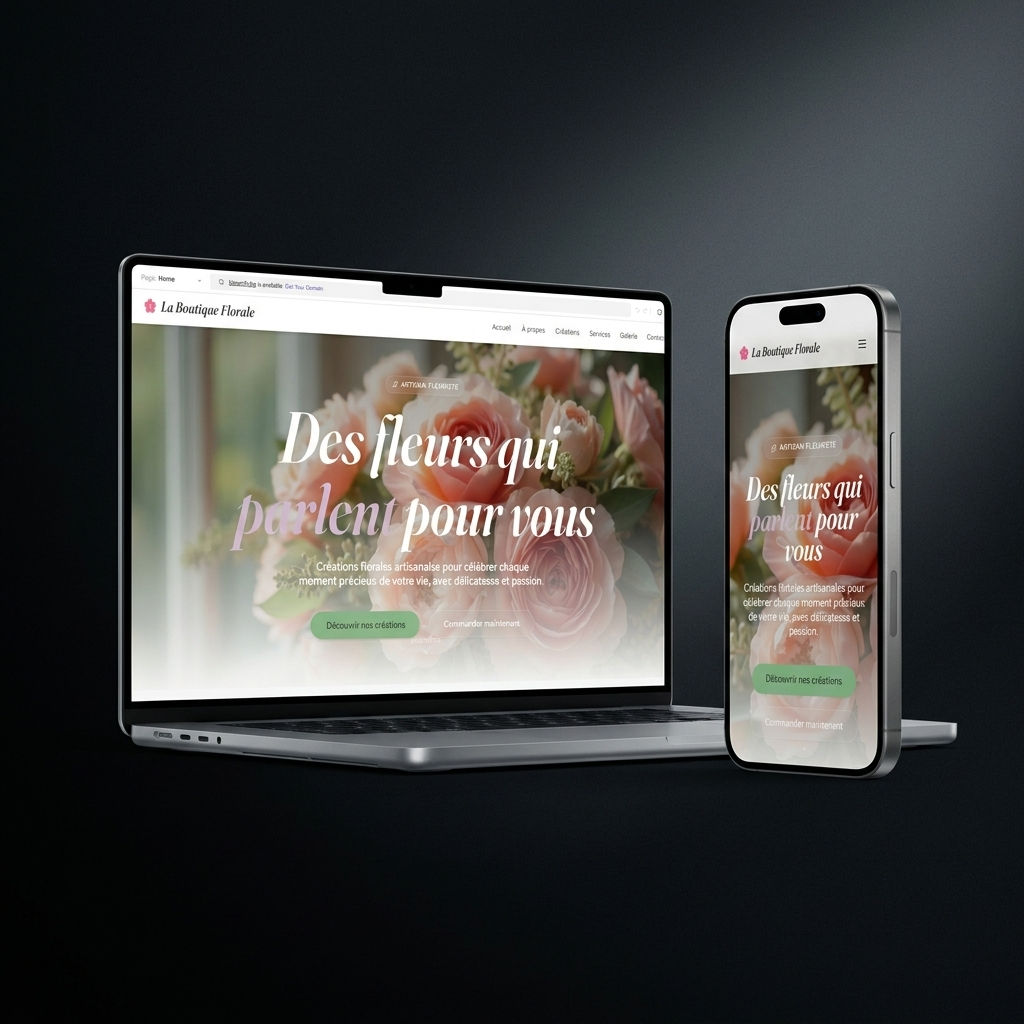 Site web fleuriste vitrine – design élégant avec galerie et catalogue