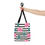 Thumbnail: Pink Rose Turquoise Pendant Black and White Striped Tote Bag