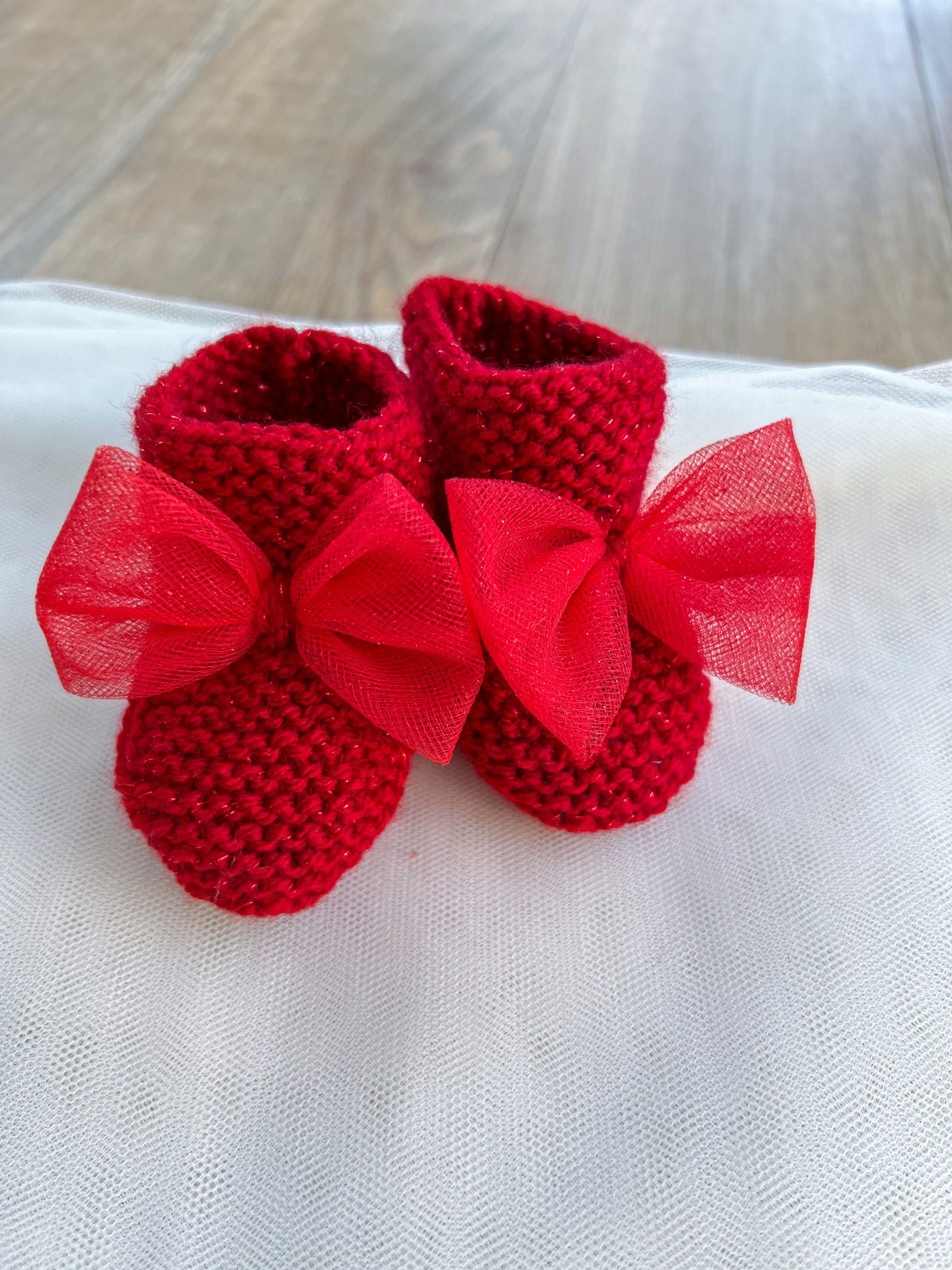 FÊTES : Chaussons rouge brillant 