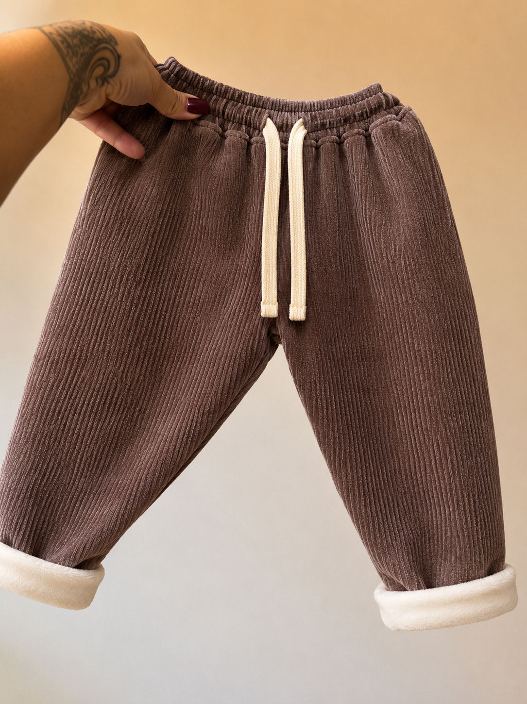 Pantalon velours marron intérieur doudou 