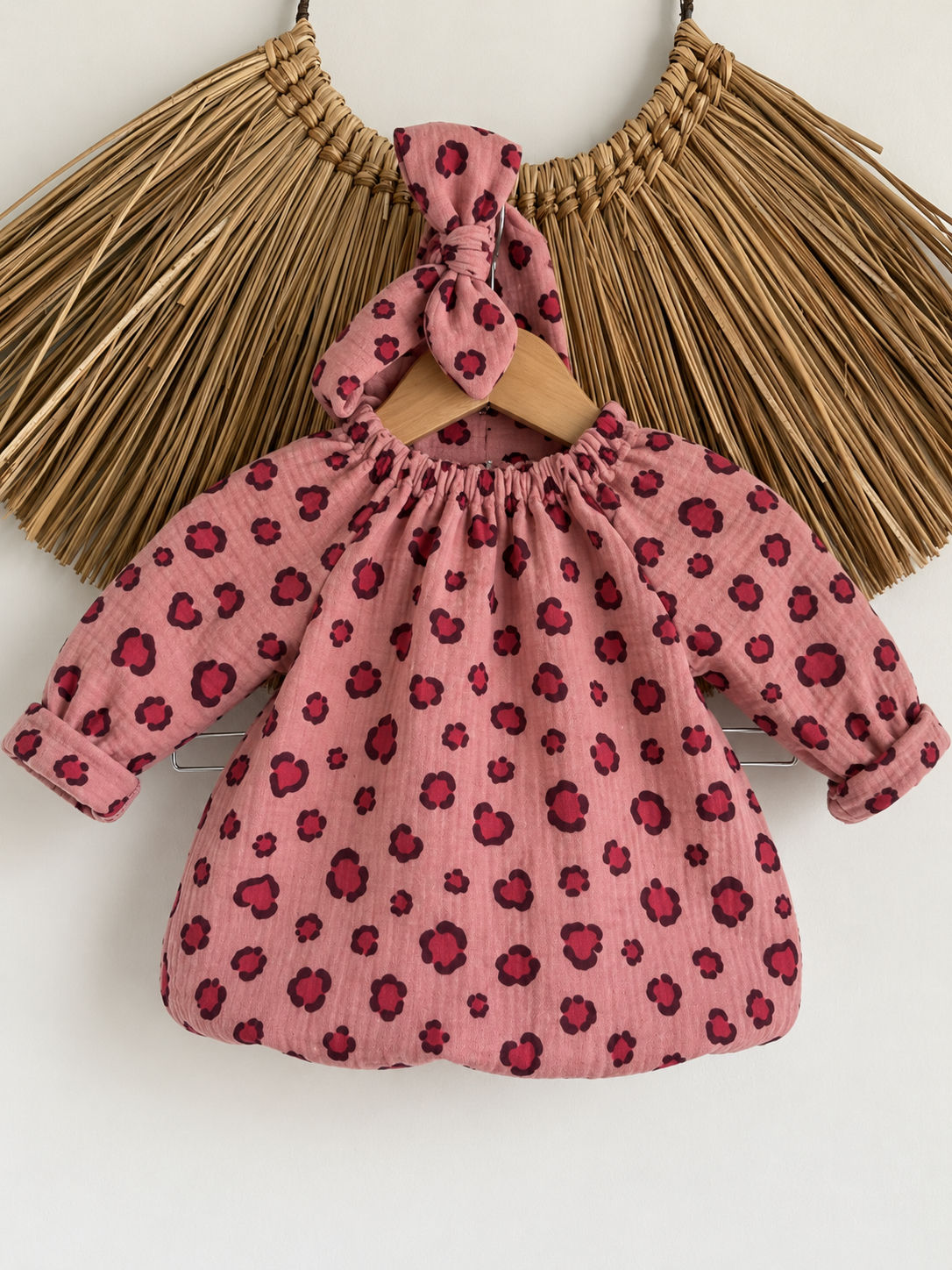 Blouse vieux rose taches léopard bordeaux 