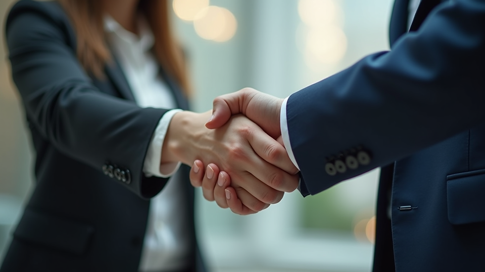 Close-up view of handshake between two business partners