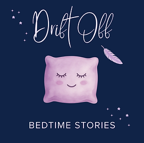 Cover art for the Drift Off Bedtime Stories podcast featuring a sleepy pillow face and feather.