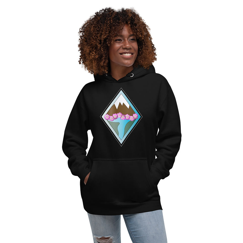 Mountain + Bitterroot Flowers Unisex Hoodie
