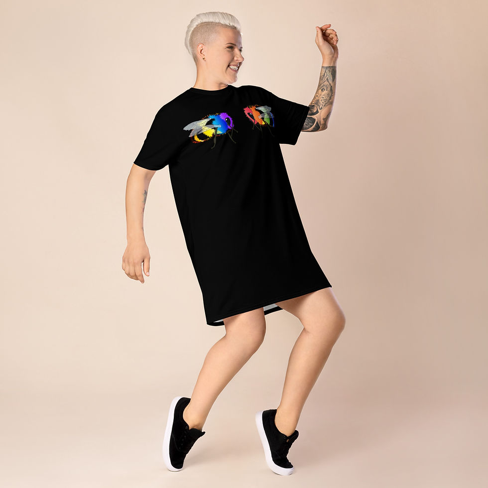 Thumbnail: Rainbow Bumblebee T-shirt dress
