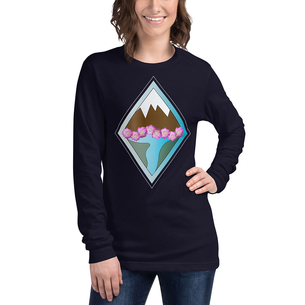Thumbnail: Mountain + Bitterroot Flowers Unisex Long Sleeve Tee