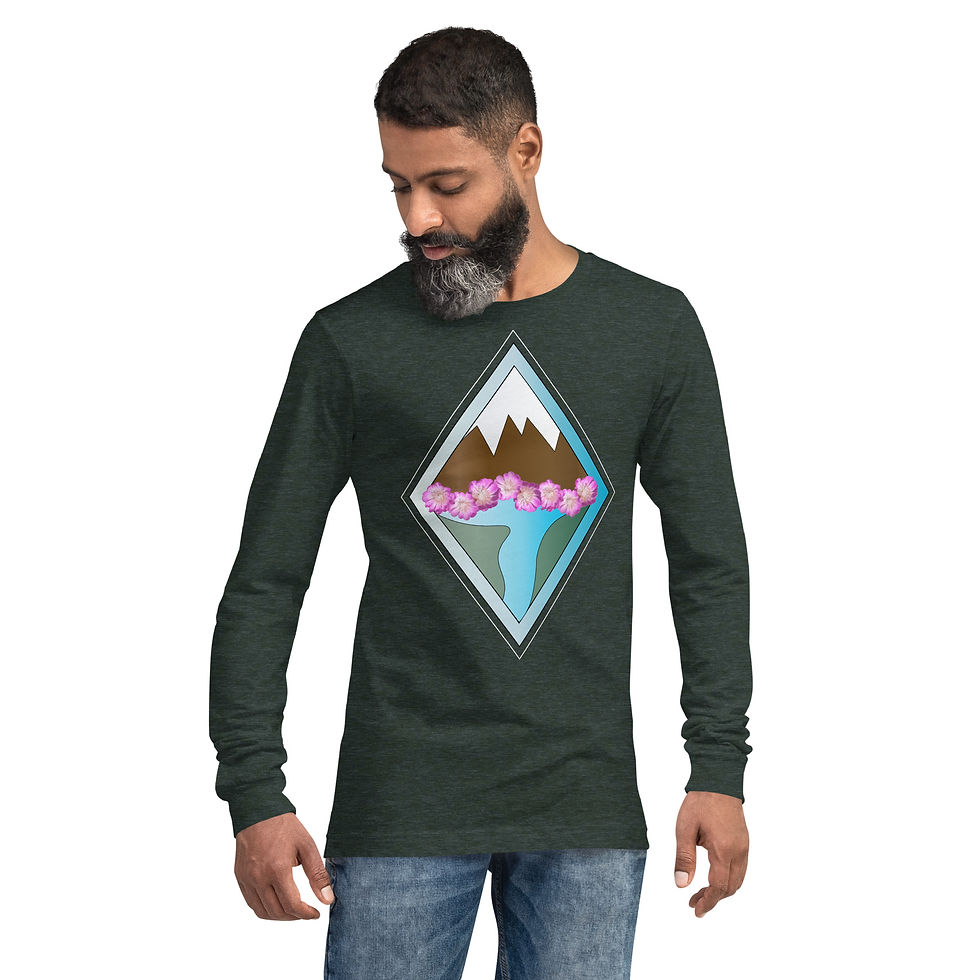 Thumbnail: Mountain + Bitterroot Flowers Unisex Long Sleeve Tee