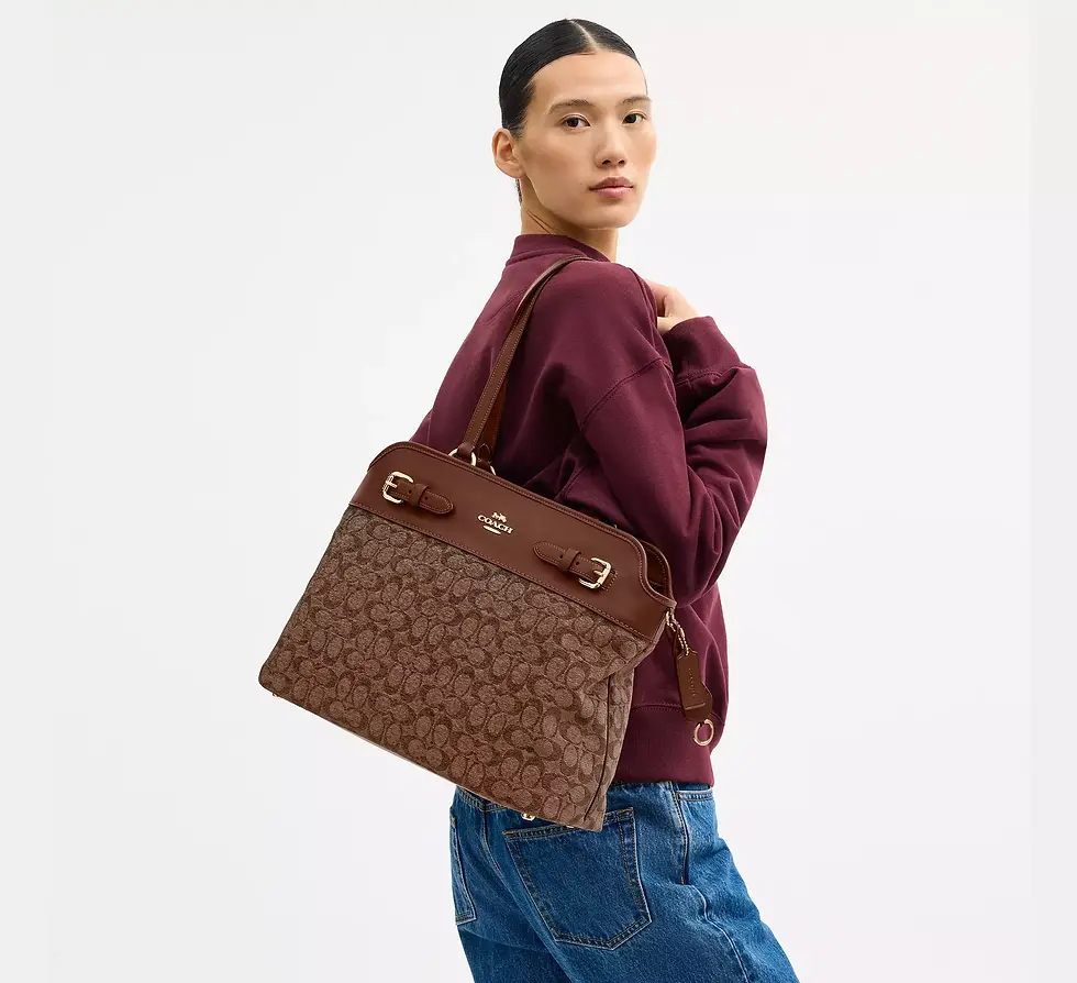 Thumbnail: Easton Tote Bag In Signature Chenille - Light Khaki/Vintage Brown