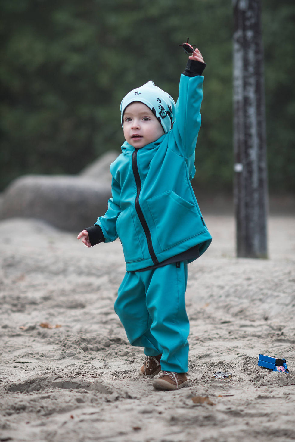 Miniature : Pantalon softshell avec polaire, bleu pétrole