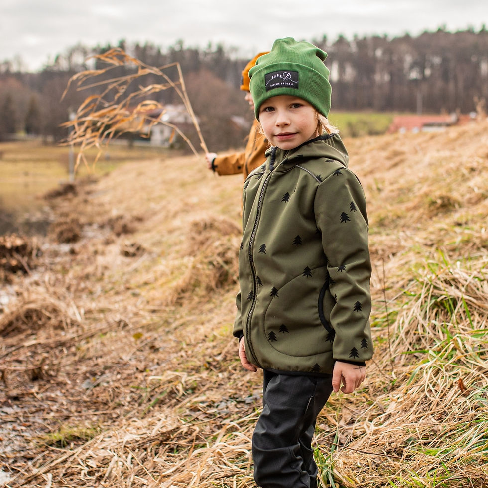 Thumbnail: Softshell jacket with fleece, khaki, forest