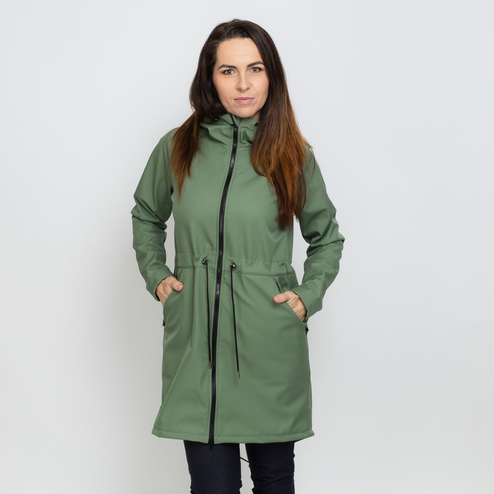 Women's softshell parka, green