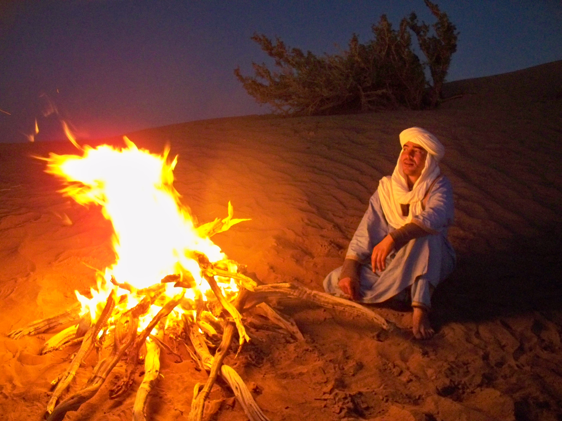 camp fire desert Morocco