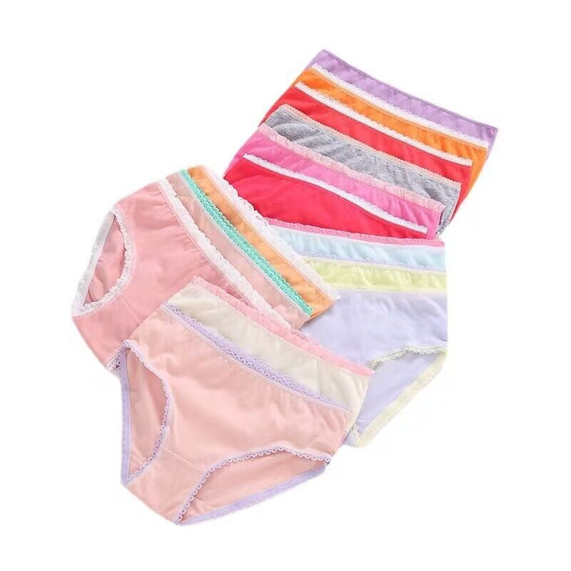 Miniatura: 6 pçs/lote entrega aleatória meninas briefs calcinha calcinha de algodão sól