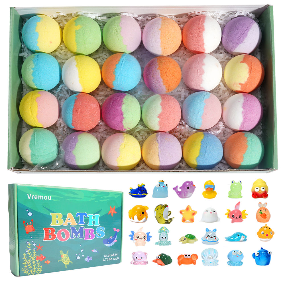Bombas de banho para crianças com surpresa dentro, 24 pacotes de bombas de banh