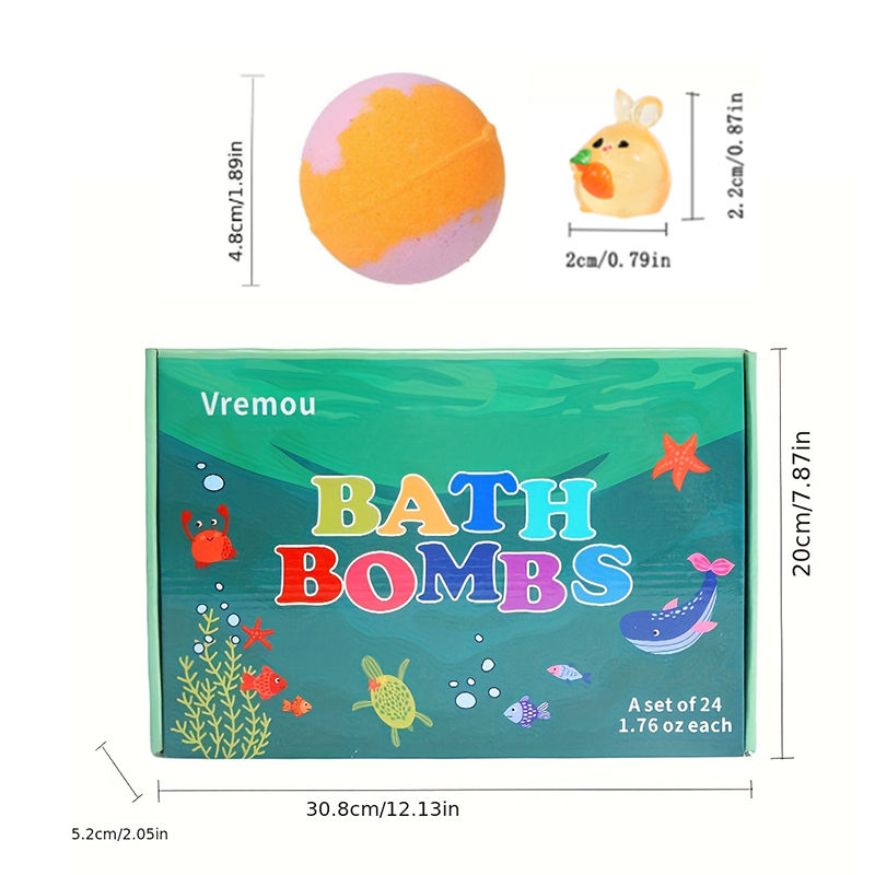 Miniatura: Bombas de banho para crianças com surpresa dentro, 24 pacotes de bombas de banh