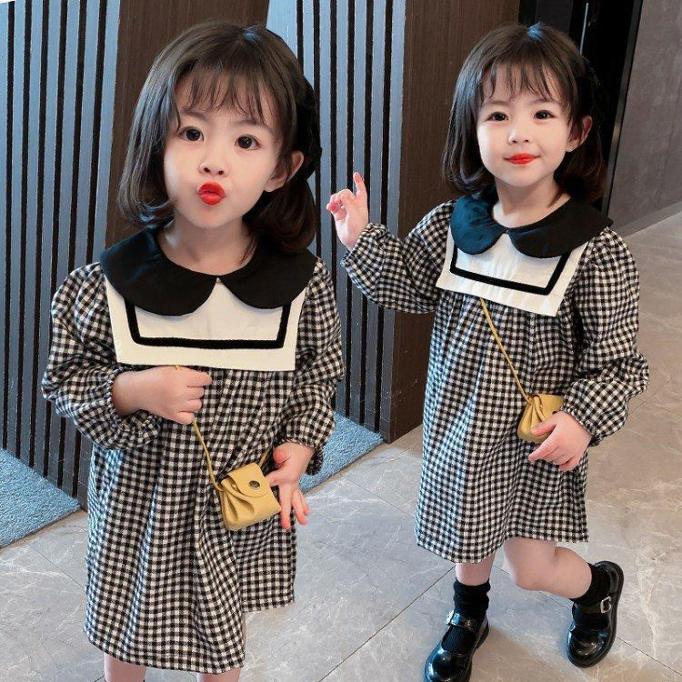 Miniatura: Colarinho de boneca infantil Princess Skirt, Vestido casual para meninas, Vestid