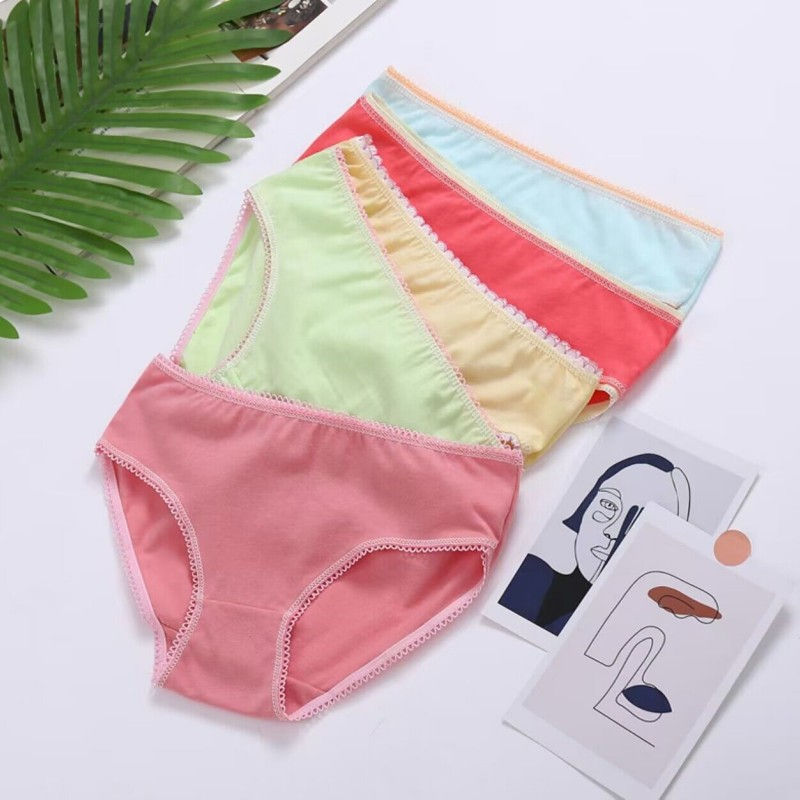 Miniatura: 6 pçs/lote entrega aleatória meninas briefs calcinha calcinha de algodão sól