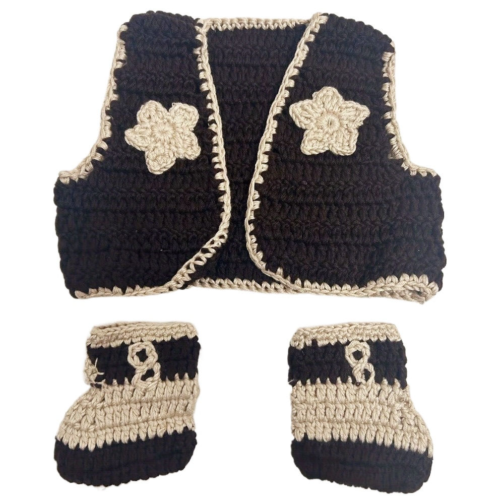 Conjunto de lã para recém-nascidos, roupas adoráveis para fotografia de cowbo