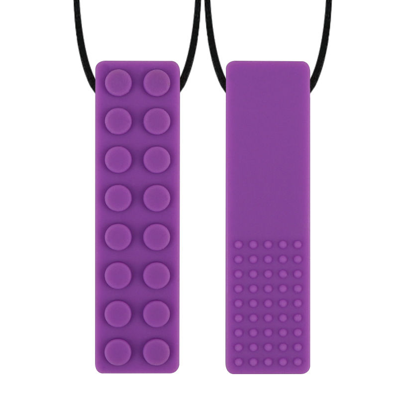 Miniatura: 1pc sensorial mastigar colar tijolo mastigável crianças silicone mordendo láp