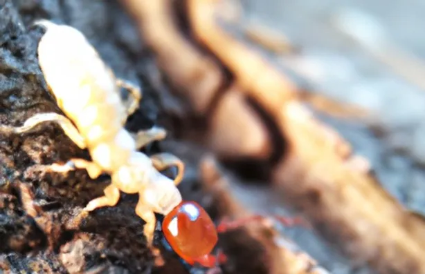 Image: Drywood Termite Close-Up. Close-up view of a drywood termite, showcasing its distinctive features and anatomy. The image provides insight into the pest that Termike Pest Control effectively manages, highlighting the company's expertise in dealing with specific pest challenges.
