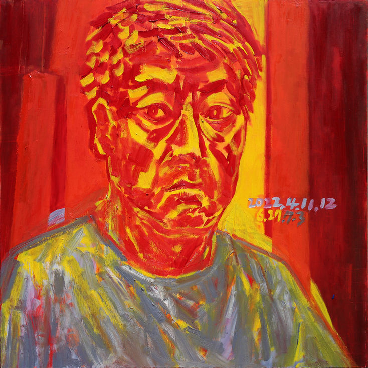 Self-portrait, Acrylic on canvas, 73×73.2cm, 2022