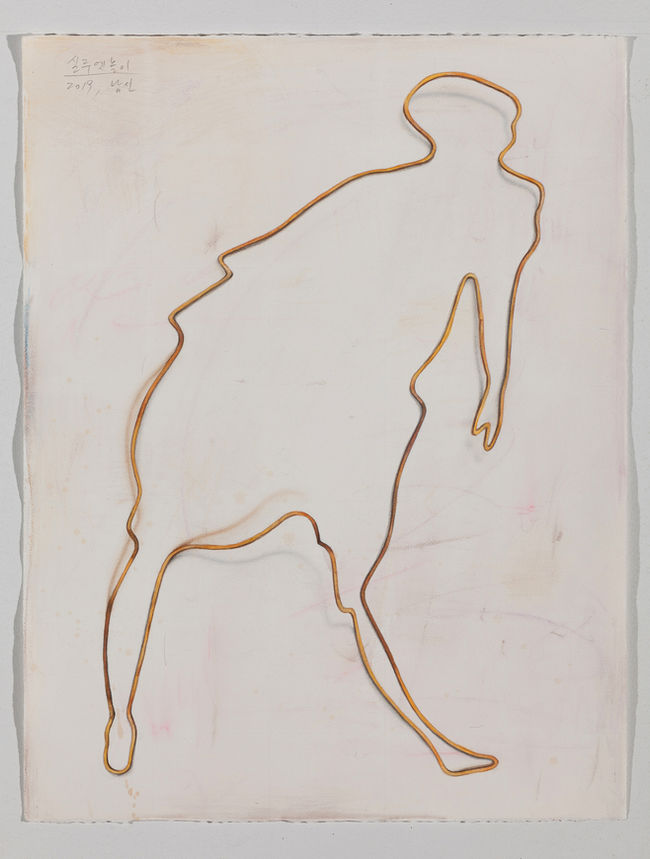 실루엣 놀이, 종이 위에 수채 색연필, Arches, 65×50cm, 2019