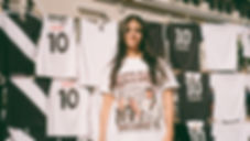 Model wearing Vasco da Gama t-shirt in white