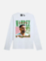 Mahrez retro football t-shirt white long sleeve
