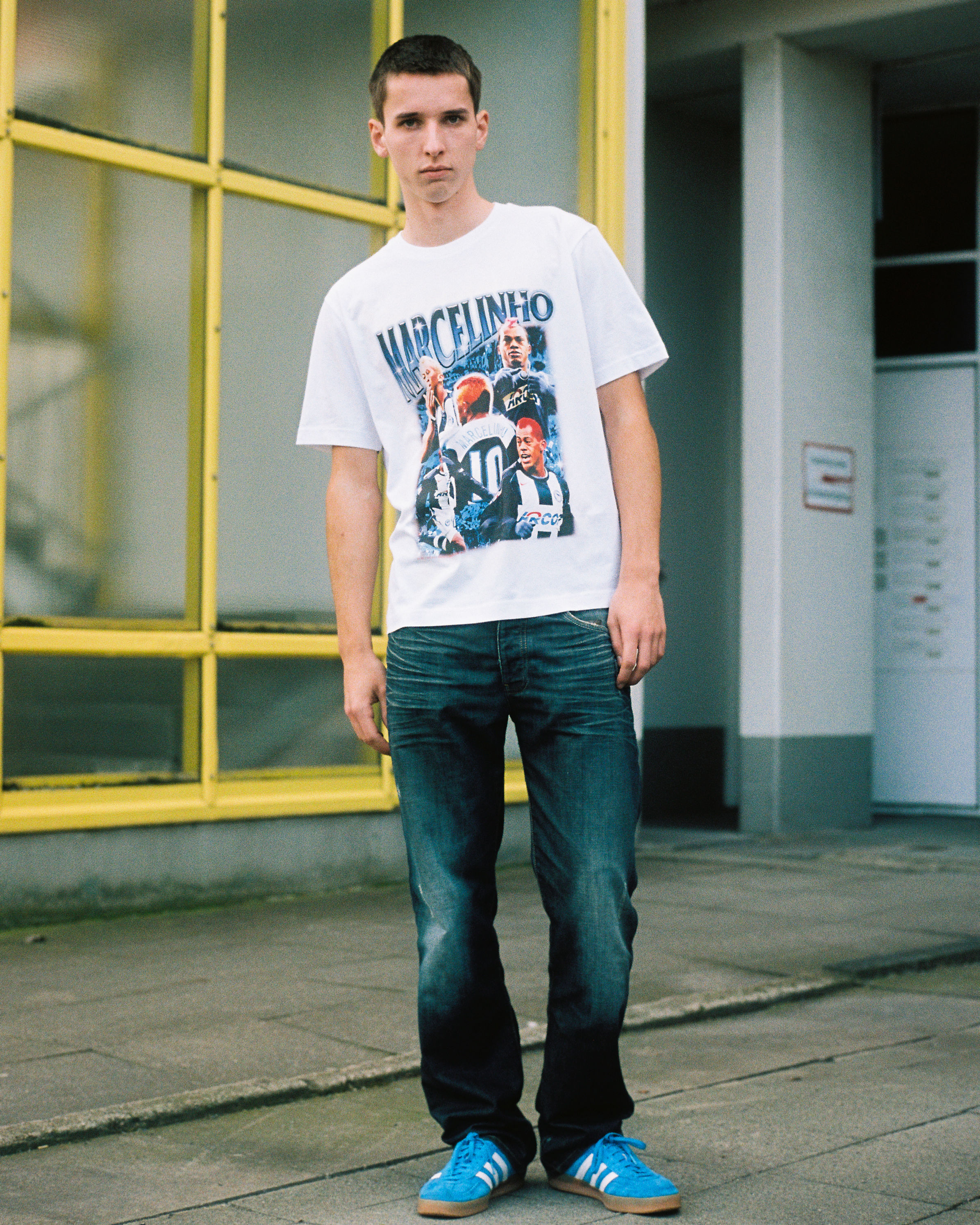 Model with Marcelinho White T-shirt