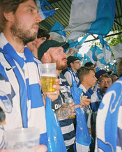 Hertha Berlin fan with beers shooting Kasimir Weichert