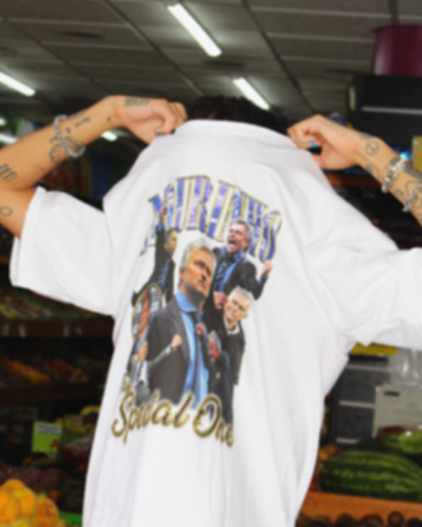 Model with Mourinho Tshirt Retro Football Gang