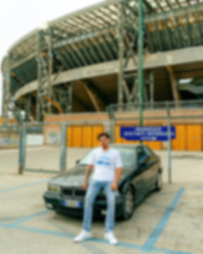 Model with Napoli Corteiz T-shirt White