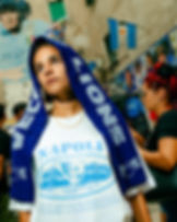 Model with Napoli Corteiz T-shirt White