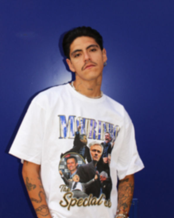 Model with Mourinho Tshirt Retro Football Gang