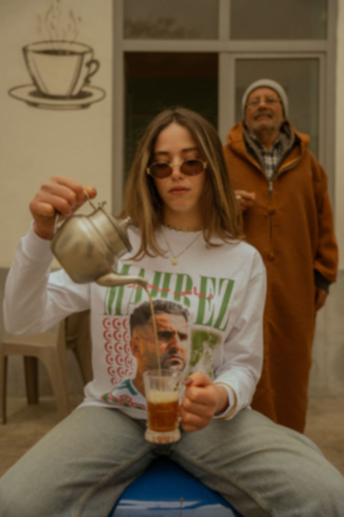 Mahrez retro football t-shirt worn by model