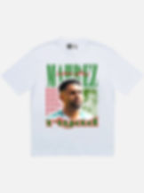 Mahrez retro football t-shirt worn by model