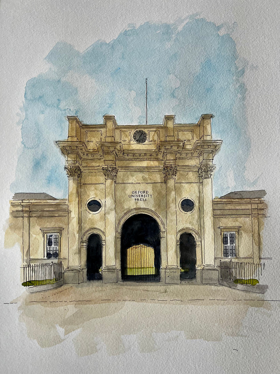 beautiful watercolour of Oxford University Press, Oxford.