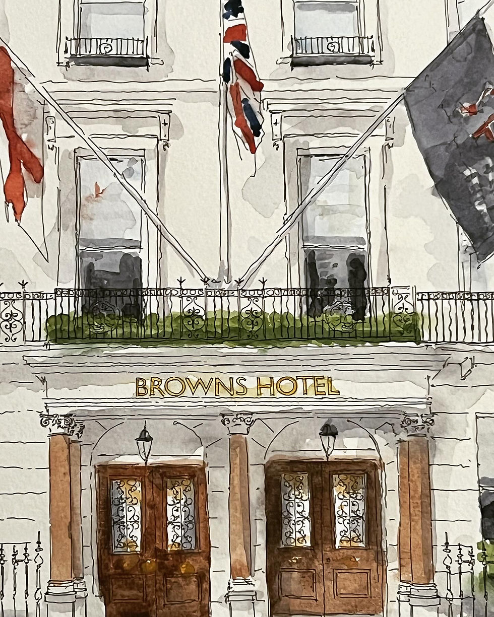 Thumbnail: Brown's Hotel, Mayfair London: Watercolor painting of hotel entrance
