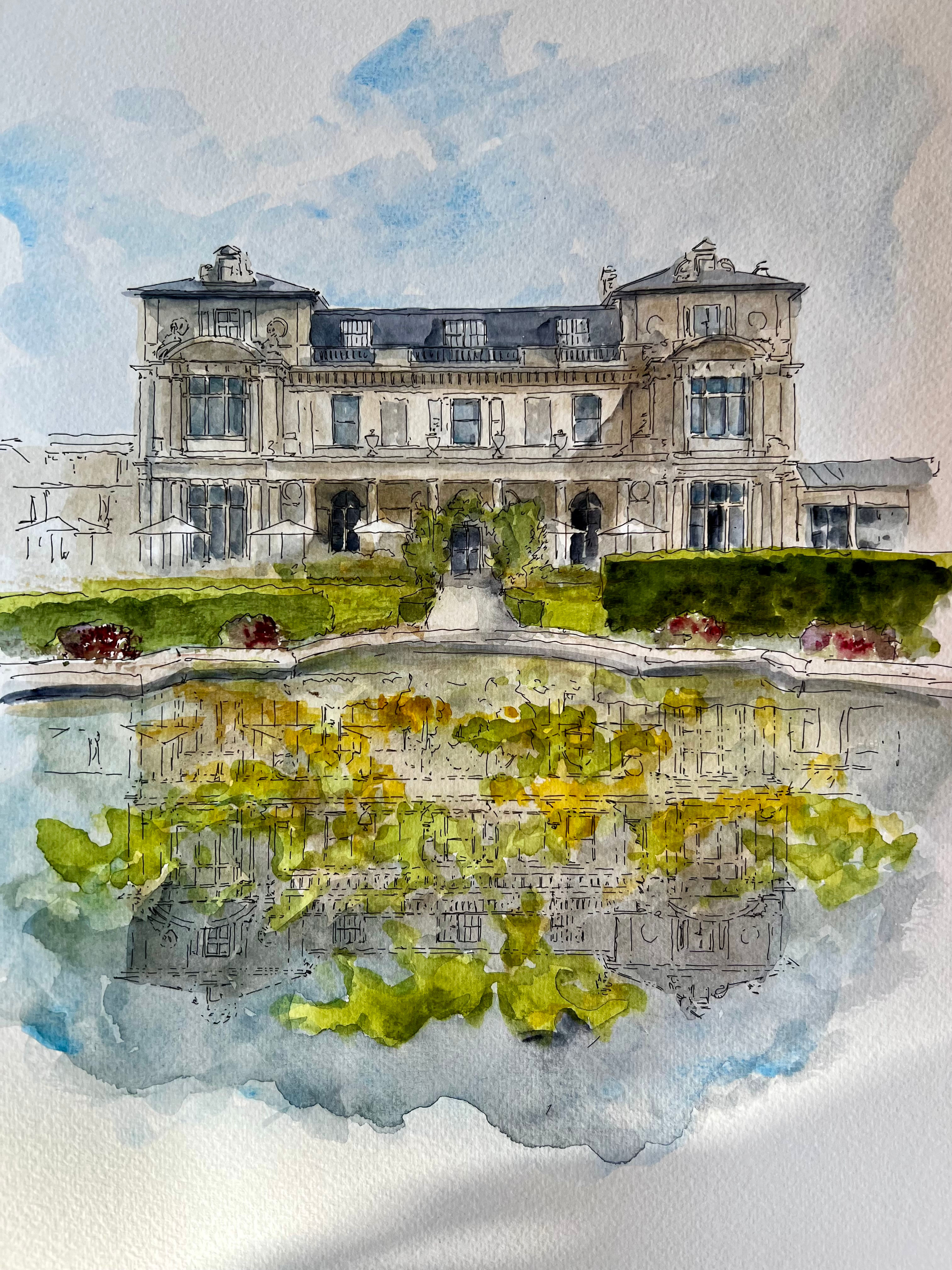 beautiful watercolour of Down Hall. Essex.